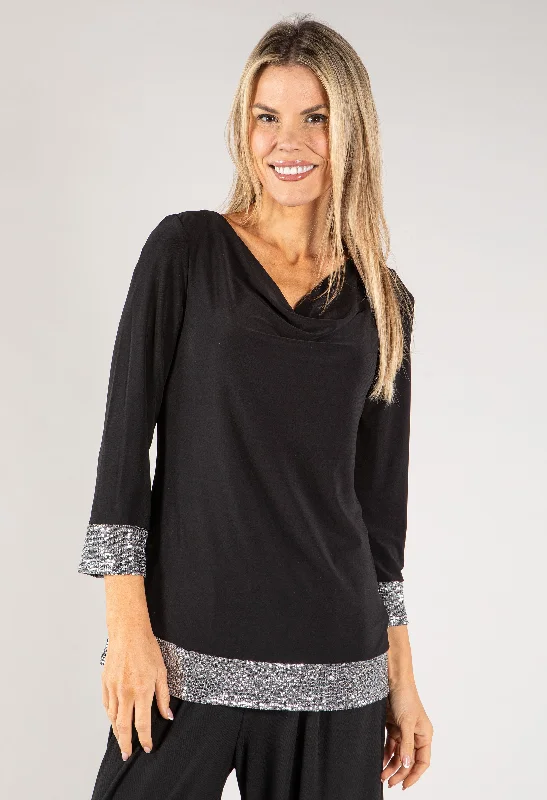 Cowl Neck Sequin Blouse