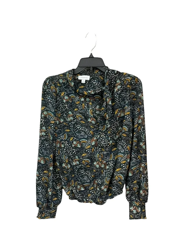 Blouse Long Sleeve By Evereve In Multi-colored, Size: S