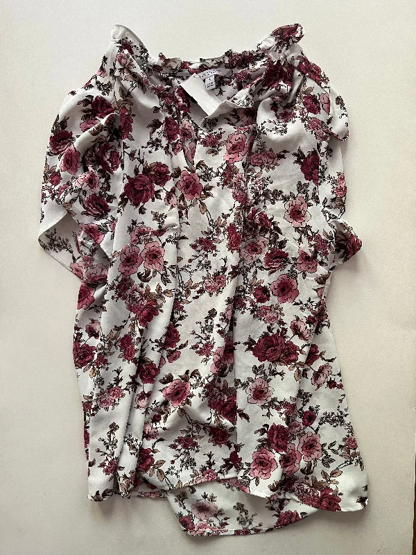 Blouse Short Sleeve By Hawthorn In Floral, Size: 1x