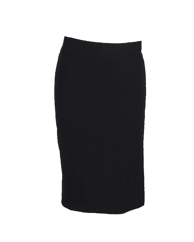 Dolce & Gabbana Knee-Length Pencil Skirt with Side Hook Detail in Black Cotton