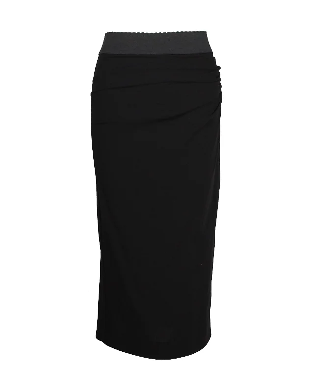 Dolce & Gabbana Midi Skirt in Black Wool