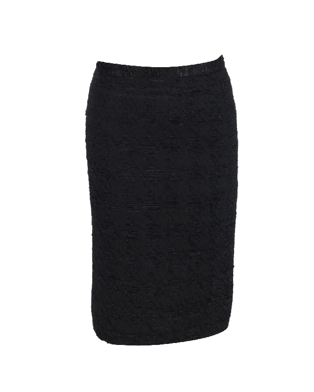 Dolce & Gabbana Textured Knee-Length Pencil Skirt in Black Polyester