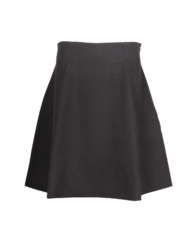 Miu Miu Skater-Style Mini Skirt in Black Cotton