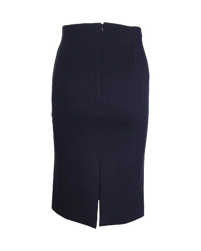 Moschino Knee-Length Pencil Skirt in Navy Blue Wool