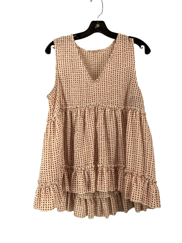 Top Sleeveless By Ces Femme In Brown & White, Size: M