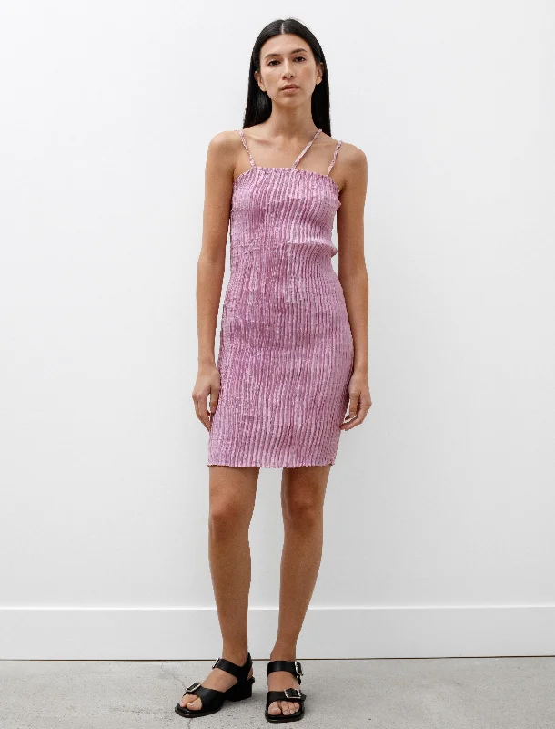 Straps Short Plissé Dress Cochineal-Chlorophyll