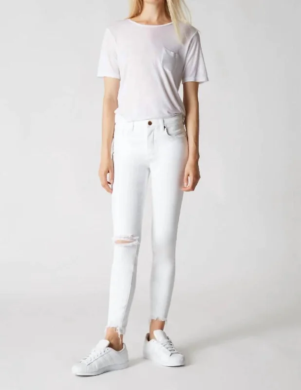 Skinny Ripped Knee Jean In White