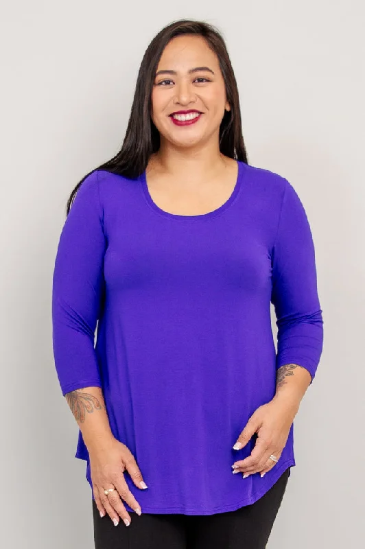 Jazz 3/4 Slv Top, Violet, Bamboo