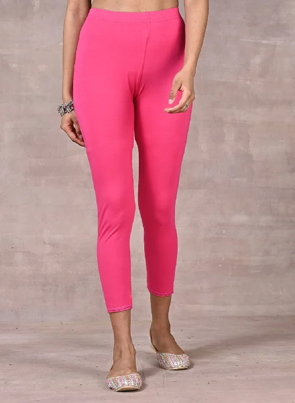 Farah Dark Pink Viscose Lycra Leggings for Women