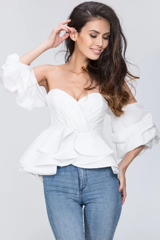 White Off the Shoulder Love Me Too Top