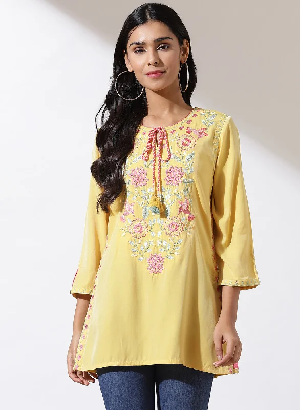 Yellow Alora Collection Tunic With Embroidery