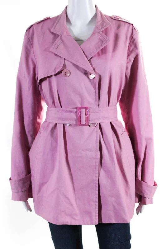 Agnona Women's Cotton Double Breasted Lined Trench Jacket Pink