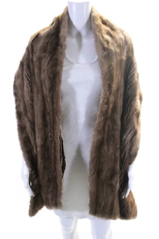 Designer Womens Knitted Blonde Mink Coat Brown