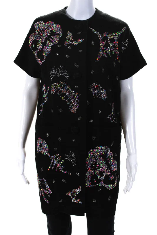 Libertine Fall Winter 2013 Short Sleeve Multicolored Crystal Coat Black