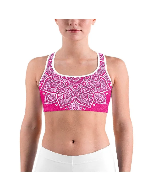 Hot Pink Mandala Sports bra