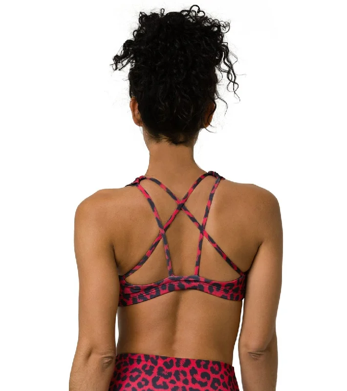 Onzie Mudra Yoga Sports Bra Red Leopard