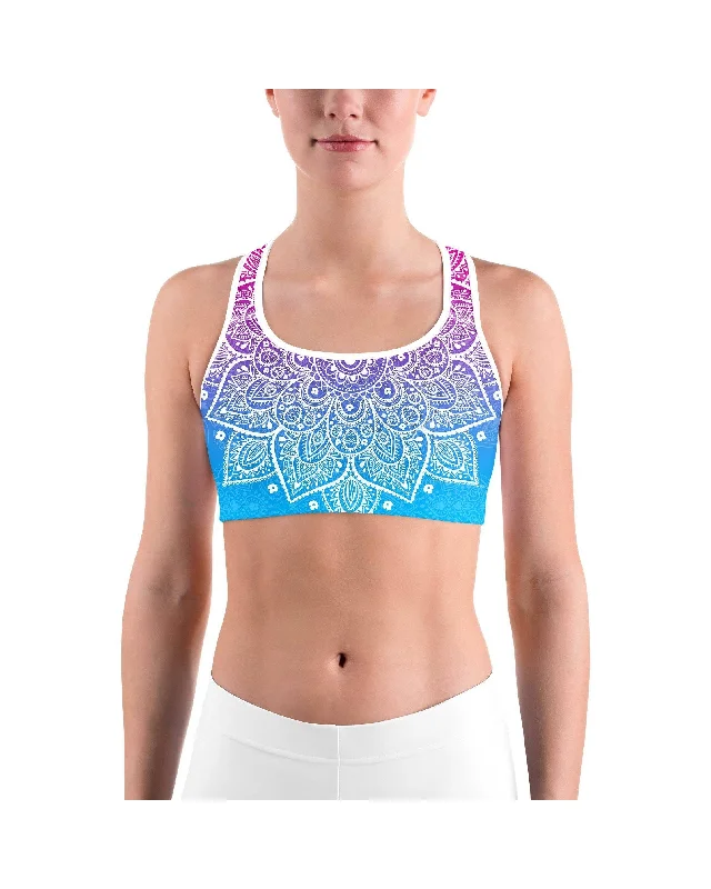 Pink to Blue Mandala Sports bra