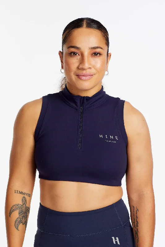 HYBRID ZIP UP TRAINING BRA NAVY