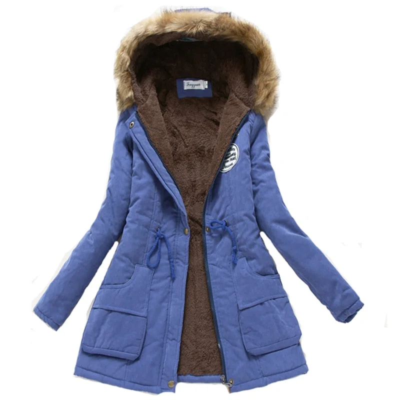 2018 women winter thicken warm coat female autumn hooded cotton fur plus size basic jacket outerwear slim long ladies chaqueta