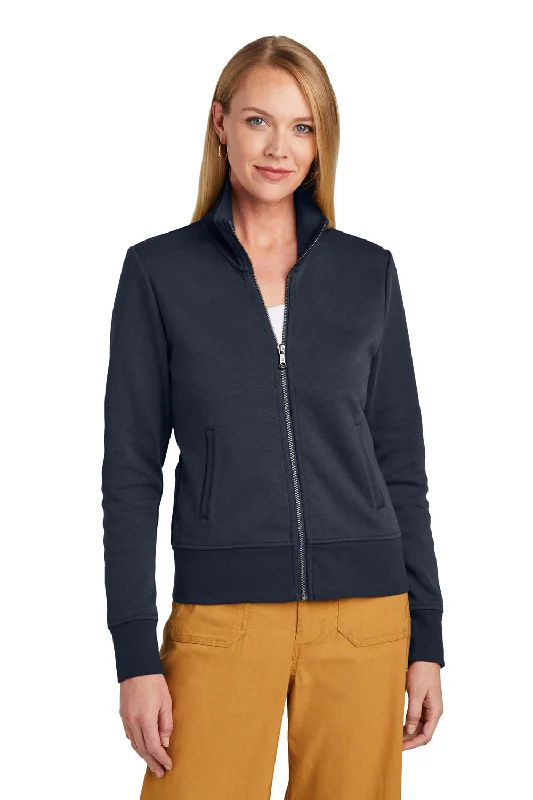 Brooks Brothers Womens Double Knit Full Zip Sweatshirt - Night Navy Blue