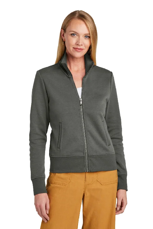 Brooks Brothers Womens Double Knit Full Zip Sweatshirt - Windsor Grey