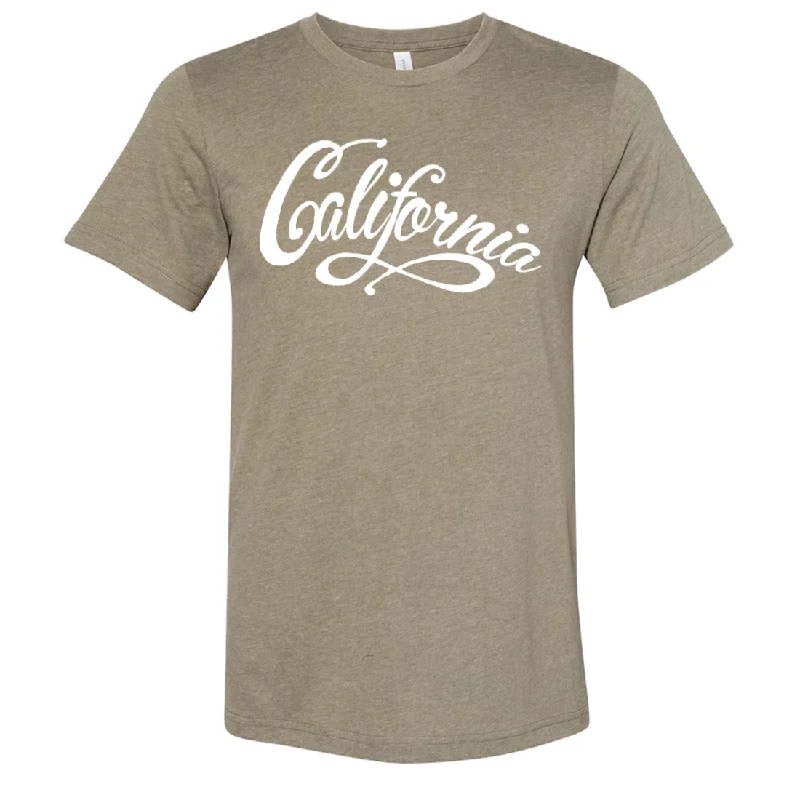 California Beach Script White Print Asst Colors Sueded Tee