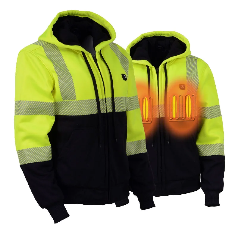 Nexgen Heat MPL2773SET Women's Heated Hoodie High-Viz Reflective - Zipper Front Sweatshirt Jacket w/ Battery Pack