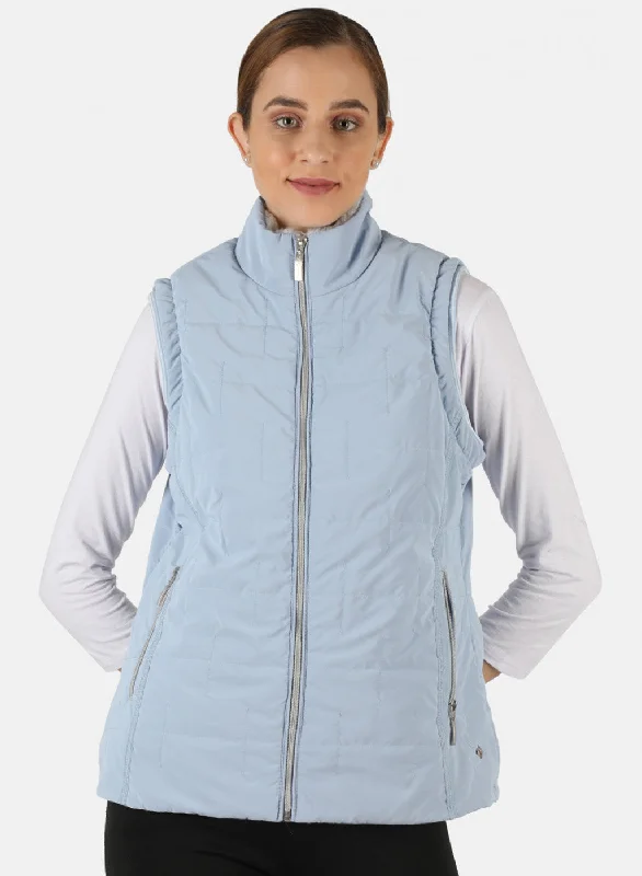 Women Blue Solid Jacket