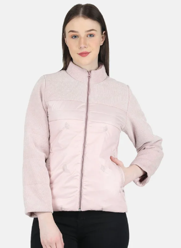 Women Pink Embroidered Jacket