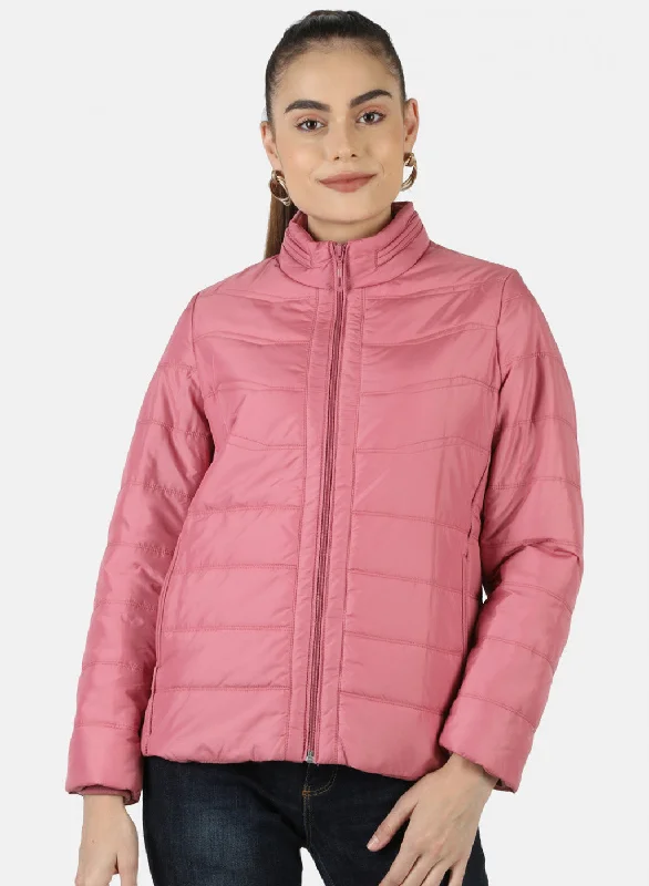 Women Pink Solid Jacket